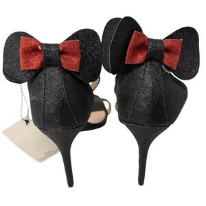 Disney Minnie Mouse Ears Black Glitter Heels Women's Size 10 Primark NWT